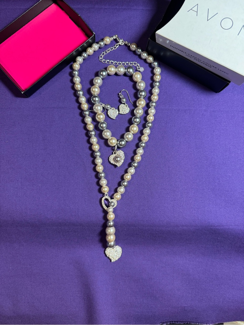 2011 Avon Sweet Pearlesque Lariat Necklace Set